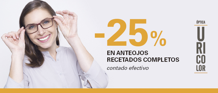 -25% en anteojos recetados completos, contado efectivo